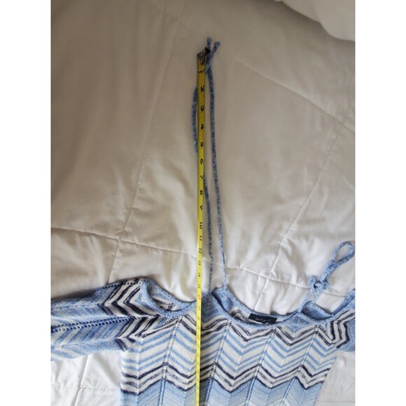 Ashley Stewart Sweater Womens XL Blue Chevron Tie Cold Shoulder Bell Sleeves - Picture 5 of 9